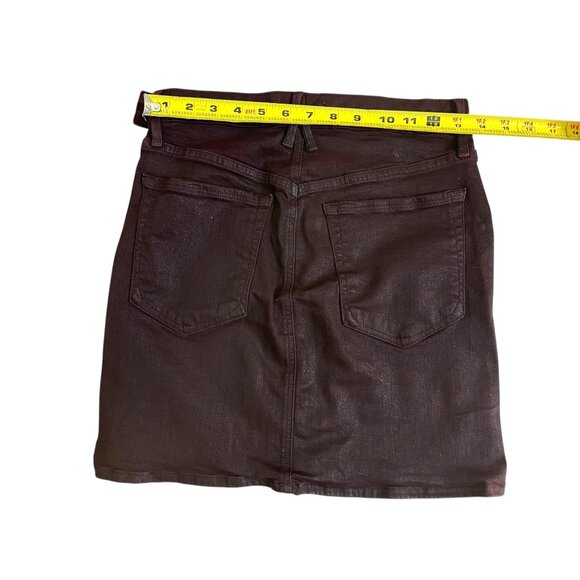 Good American Waxed Denim MiniSkirt in Bordeaux 6/28 - Picture 4 of 7
